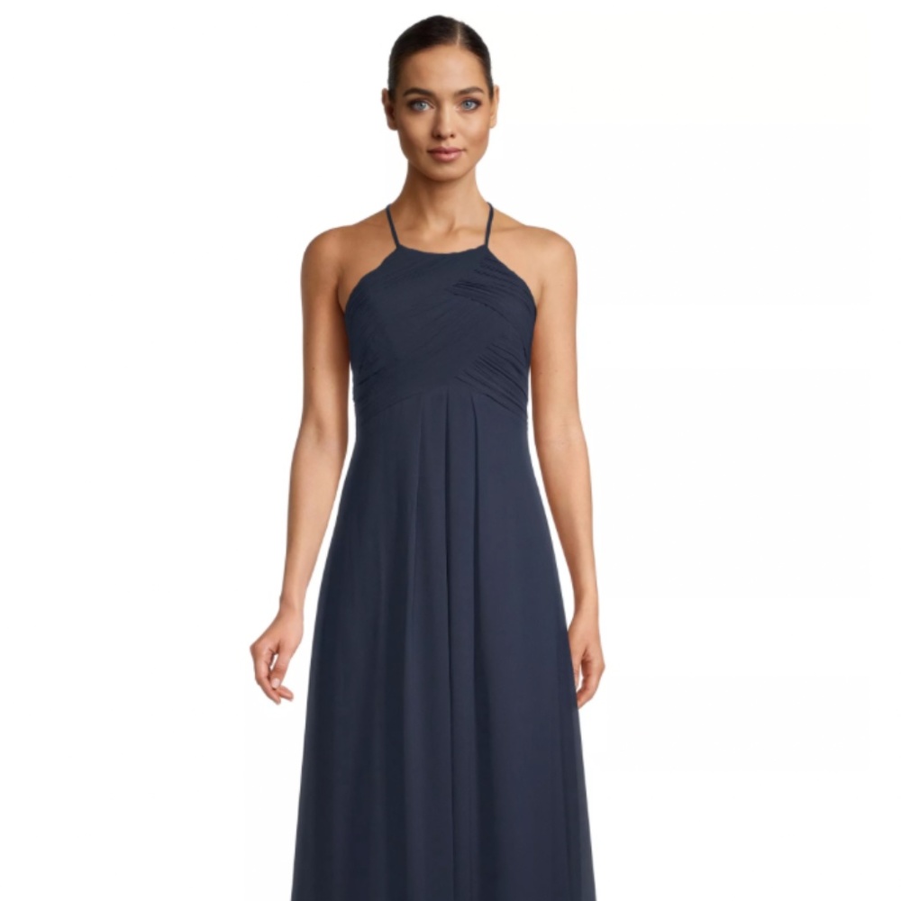 NEW Navy Chiffon Halter A-line Dress, Size 8 (Great for Bridesmaids)